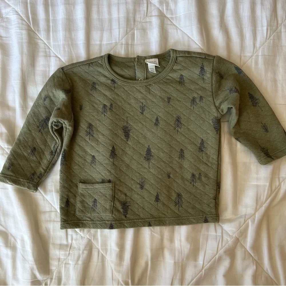 Grayson Collective Quilted Green Forest Print Pullover & Leggings Set Size 12 Mo